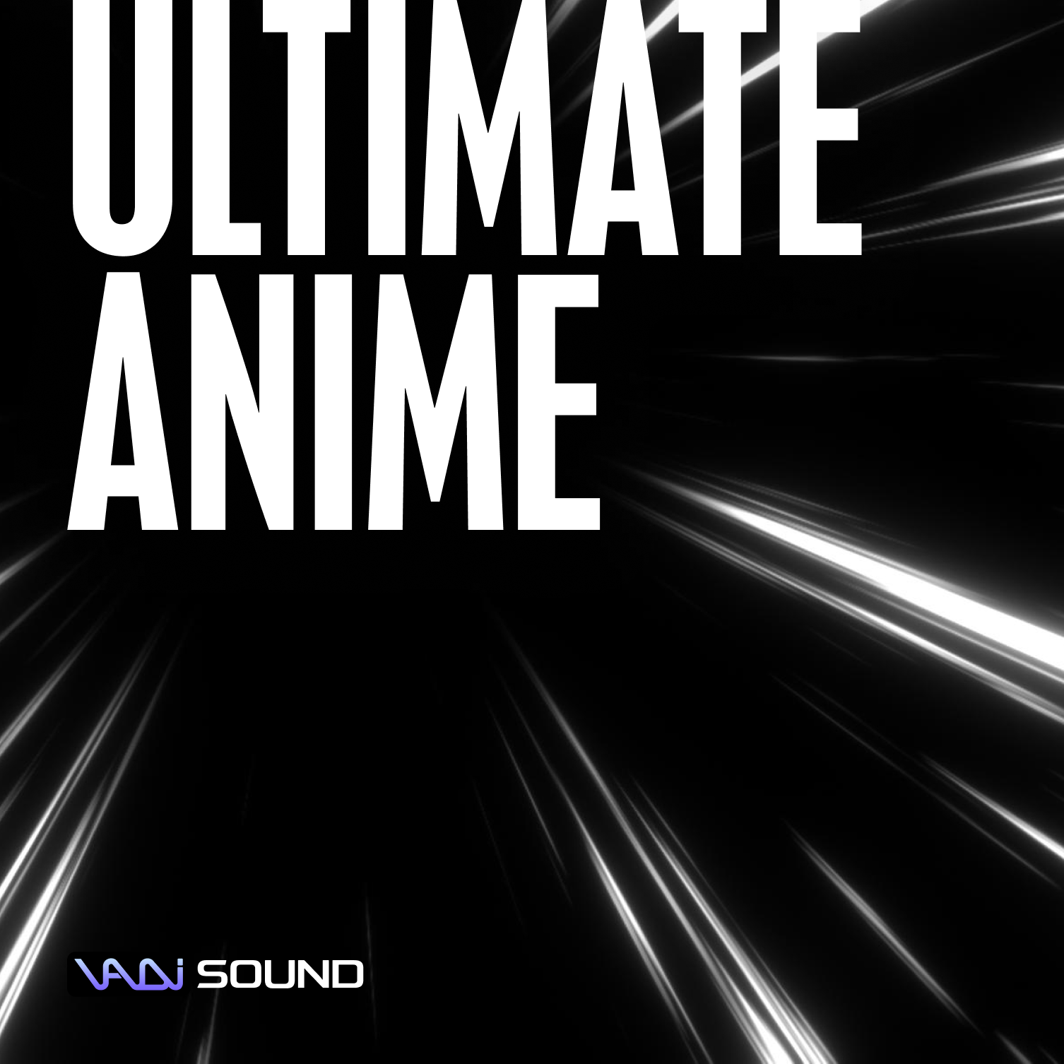 The image portrays a dark background featuring the phrase 'ultimate anime' and represents a sound effects library on Sonniss.